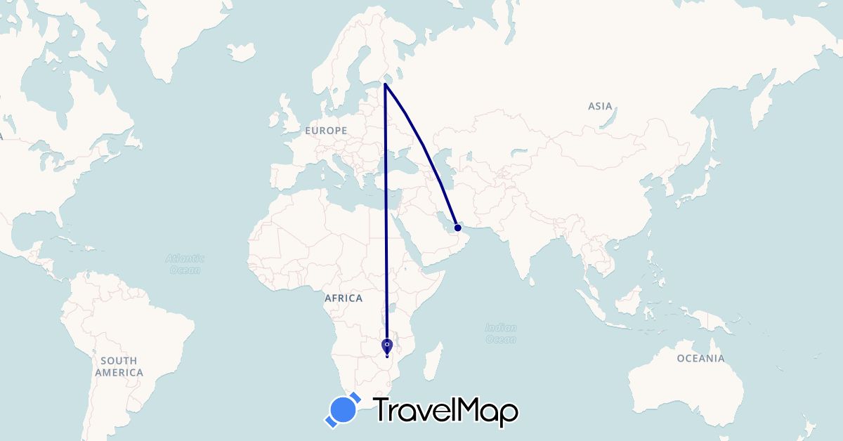 TravelMap itinerary: driving in United Arab Emirates, Russia, Zimbabwe (Africa, Asia, Europe)